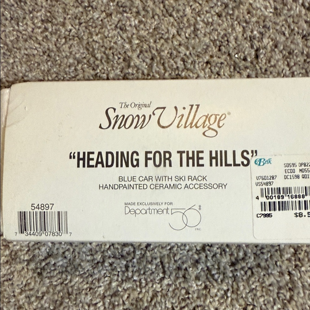 Vintage 1998 Dept. 56 Snow Village "Heading For The Hills"-Blue Car